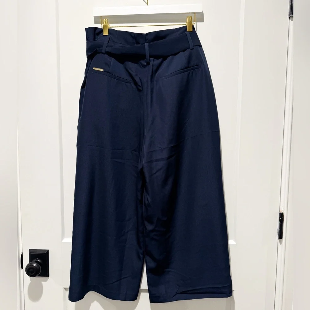 Michael Kors Navy blue belted wide leg pants